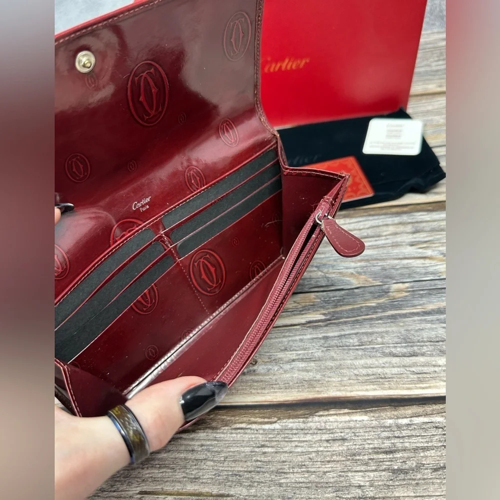 Cartier Red Glossy Long Leather Happy Birthday Wallet GUC Dust Bag, Box, Cards​​ - Picture 14 of 16